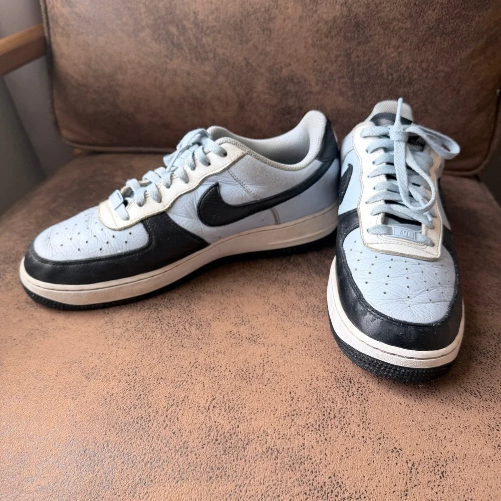 Nike Air Force 1 Low Blue Black Leather Sneakers DV3892-900 Mens 10.5 AF1
